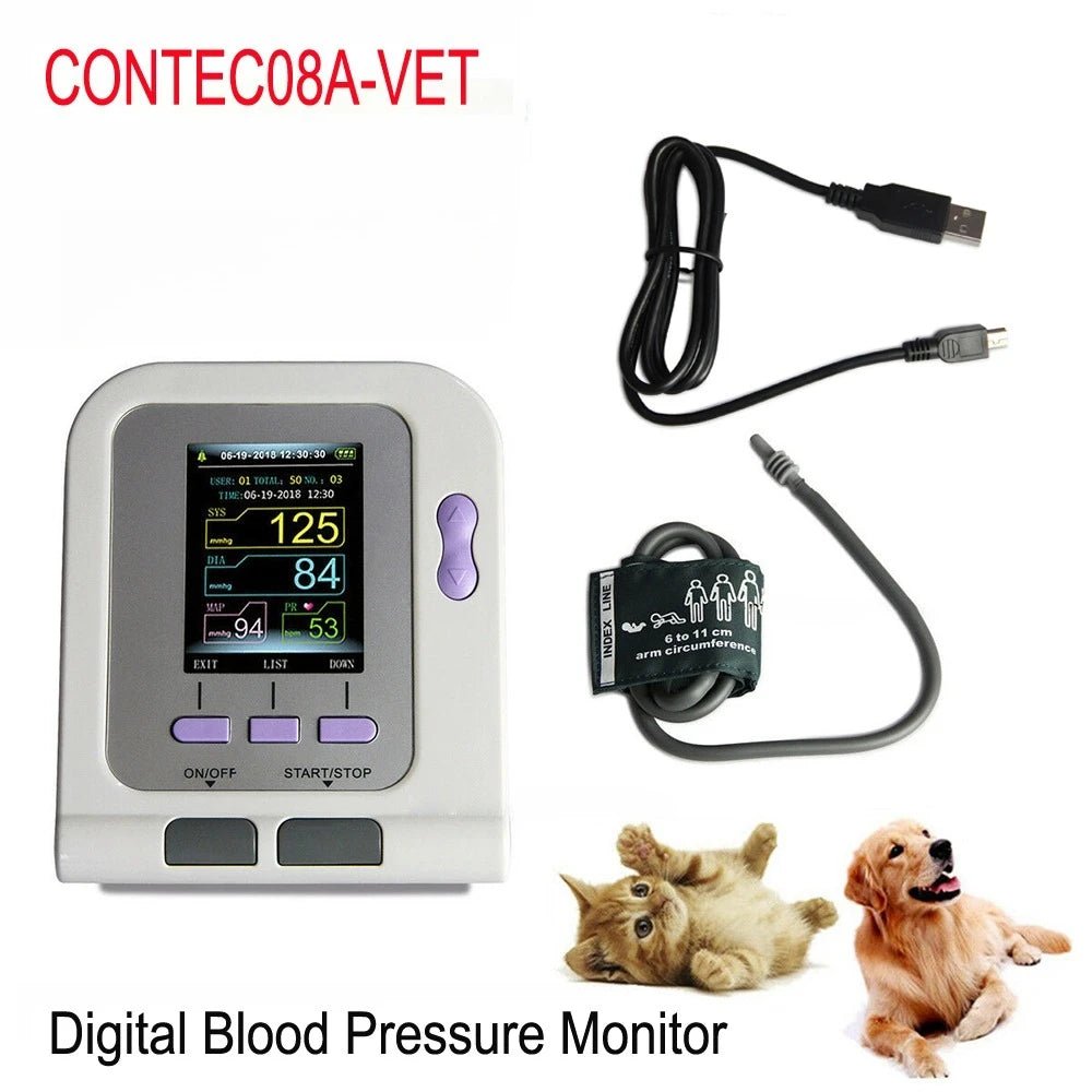 SINOHERO CONTEC08A-VET Animal Blood Pressure Monitor 2.8 Color LCD Veterinary Digital Animal Electronic Sphygmomanome - Needora
