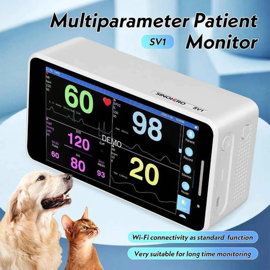 SINOHERO Veterinary Monitor Intelligent Portable 5.5inch Touch Screen Patient Monitor Vet Use Vital Signs Monitor - Needora