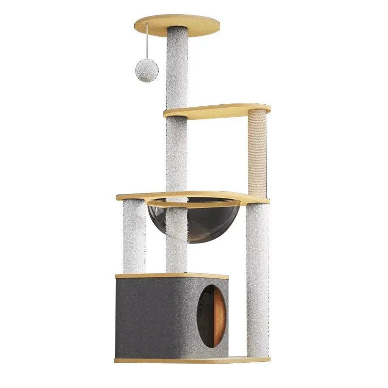 Solid Wood Cat Tree, Floor-to-Ceiling Pet Tower with Cat Jumping Platform & Scratching Post - Needora