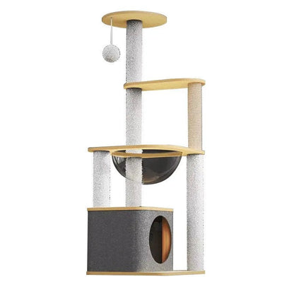 Solid Wood Cat Tree, Floor-to-Ceiling Pet Tower with Cat Jumping Platform & Scratching Post - Needora
