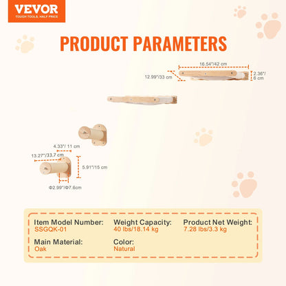 SucceBuy Wall Mounted Cat Shelves Cat Wall Shelves and Perches with Jumping Boards Hammocks & Cat Tree Cat Furniture and Shelves - Needora