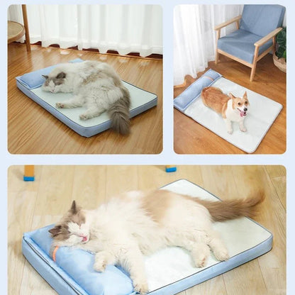 Summer Cooling Dog Bed For Large Medium Dog Puppy Orthopedic Memory Foam Mat With Pillow Breathable Waterproof Washable - Needora