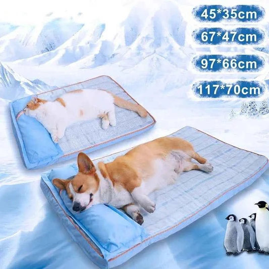 Summer Cooling Dog Bed For Large Medium Dog Puppy Orthopedic Memory Foam Mat With Pillow Breathable Waterproof Washable - Needora
