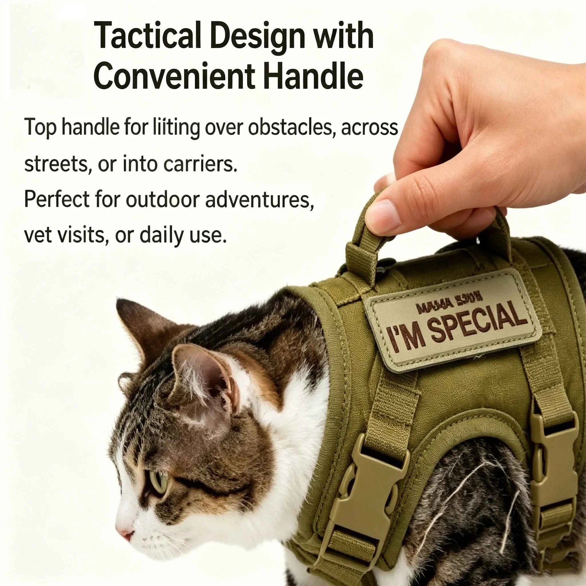 Tactical Cat Harness Leash Set Escape-Proof Adjustable Vest with Handle Mesh Breathable Design for Outdoor Walks Cat Gear - Needora