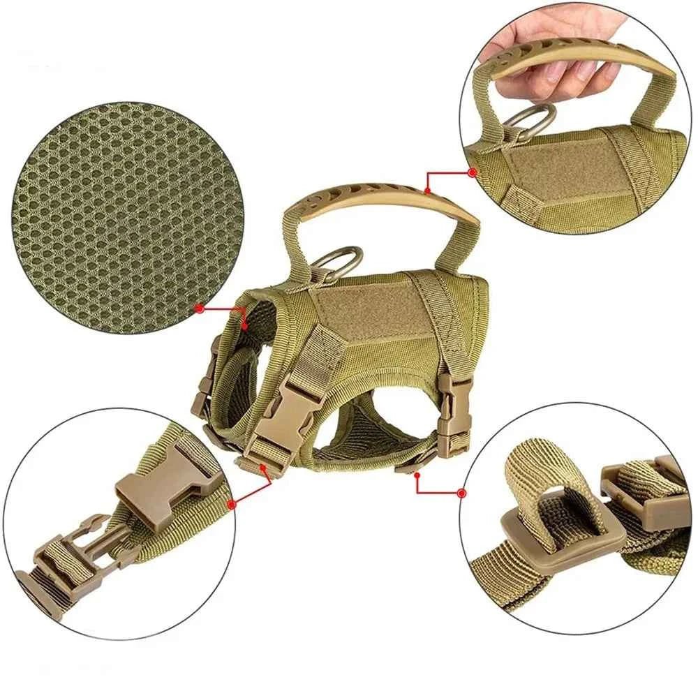 Tactical Cat Harness Leash Set Escape-Proof Adjustable Vest with Handle Mesh Breathable Design for Outdoor Walks Cat Gear - Needora