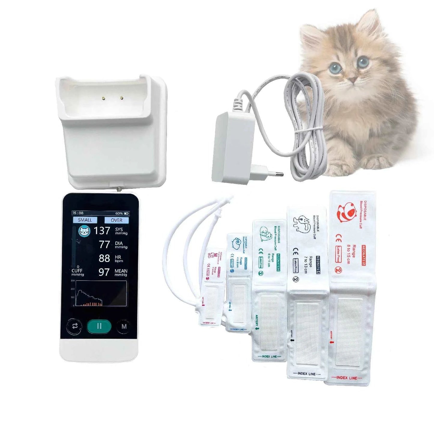 Veterinary Blood Pressure Monitor for Cats Dogs Portable Digital Pet BP Measurement Device - Needora