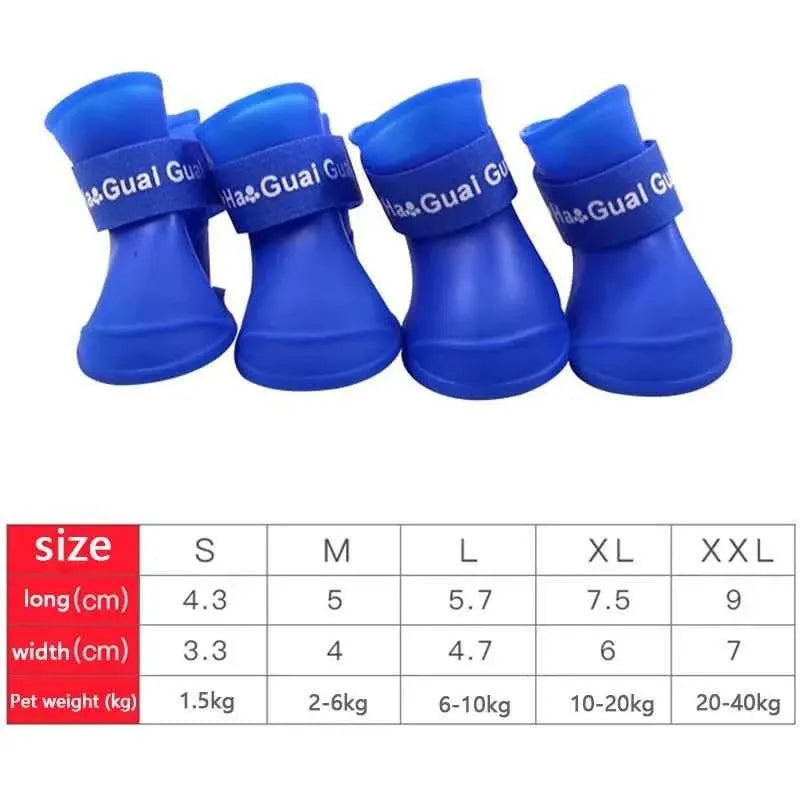 Waterproof Dog Rain Boots – 4-Pack Anti-Slip Paw Protectors for Dogs & Cats