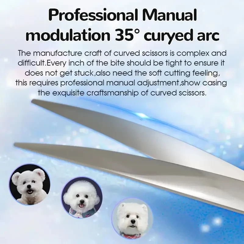 Yijiang Professional 7.5/8/9.0 Inch Pet Grooming Scissors Set of 4 Straight Curved Thinner Chunker Blender Scissors Set - Needora