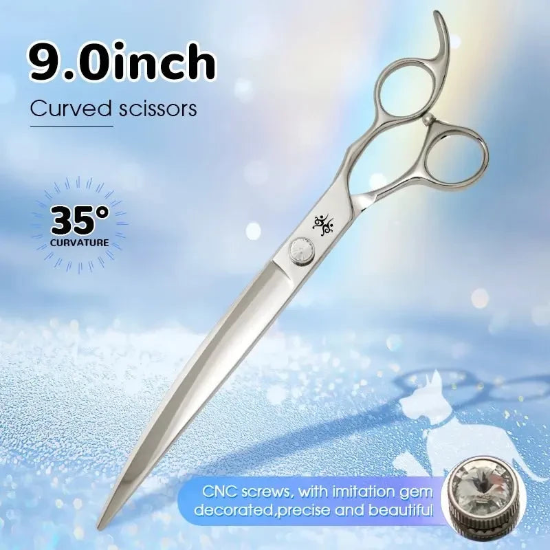 Yijiang Professional 7.5/8/9.0 Inch Pet Grooming Scissors Set of 4 Straight Curved Thinner Chunker Blender Scissors Set - Needora